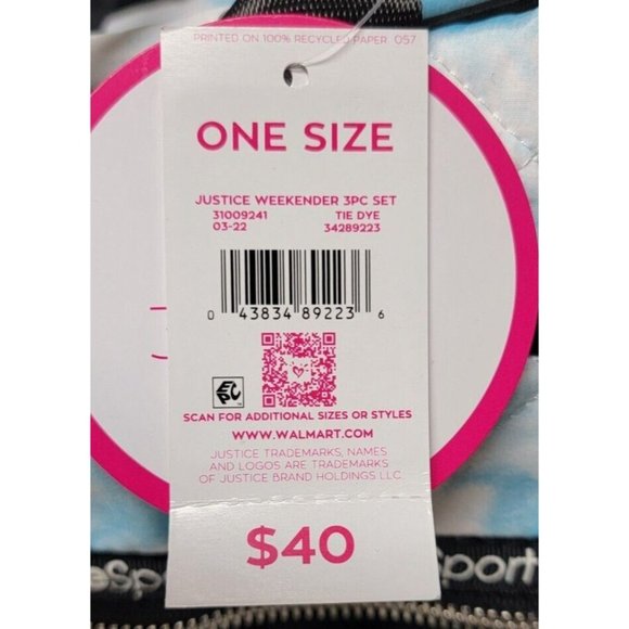 Justice Girls Tie Dye Weekender Bag, 3-Piece Multi-Color Over Night Bag Make-Up - Picture 14 of 14